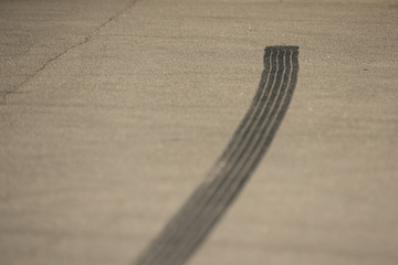 Photo of a tire skid mark
