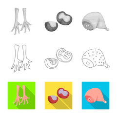 Vector design of product and poultry logo. Set of product and agriculture    stock vector illustration.