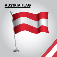 Austria flag icon. National flag of Austria on a pole