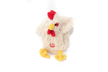 Soft toy cock isolated on white background. Kids toys.