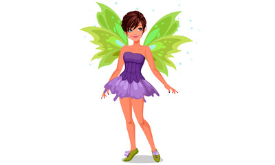 Little fairy with green wings
