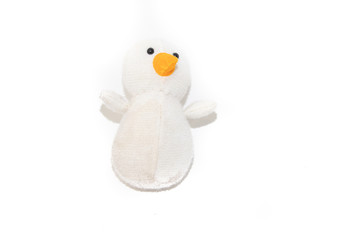 Soft toy snowman isolated on white background. Kids toys.