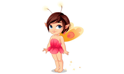 Cute little flower fairy in standing pose vector illustration 5