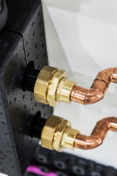 copper pipes and fittings for carrying out plumbing work. Plumbing, fixing pipes and fittings for connection