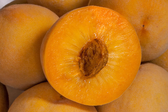 Durazno partido, vista del carozo de durazno