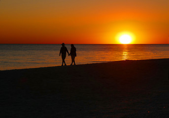 Beach walk at sunset in Florida