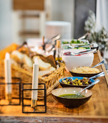 catering food on the wooden table