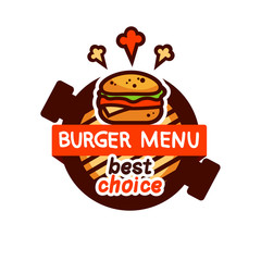 burger tasty emblem design isolated vector illustration
