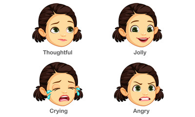 Set of girl facial expressions part 3