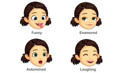 Set of girl facial expressions part 4