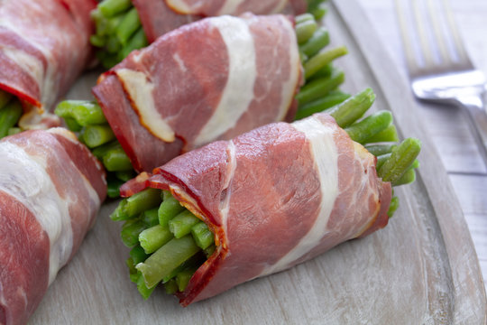 fagots d'haricots verts et lard
