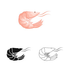 Isolated object of prawn  and creature  logo. Collection of prawn  and fresh  vector icon for stock.