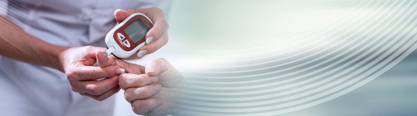 Blood sugar level checking; panoramic banner