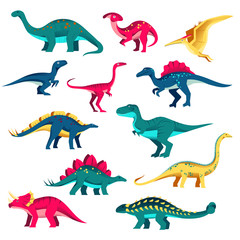 Dinosaur set. Vector colorful flat illustration. Cute dino collection, kids design elements isolated on white background © Qualit Design