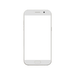 white smart phone with blank screen isolated on white