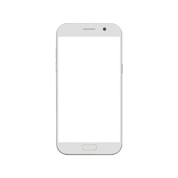 White Smart Phone With Blank Screen Isolated On White