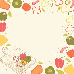 Capsicum Cooking Food Vector Frame Background