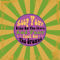 hippie sixties seventies colorful poster distressed peace and love