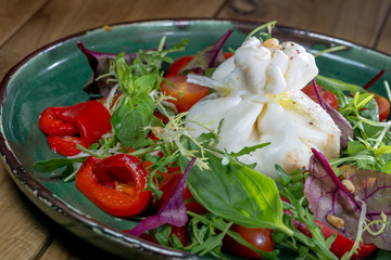 borata cheese with vegetables in a plate