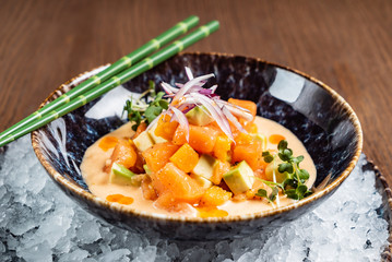 seafood ceviche on the ice