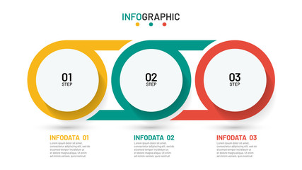 Timeline infographic design template. Business concept with 3 options, steps, circles. Can be used for workflow layout, diagram, annual report, poster.