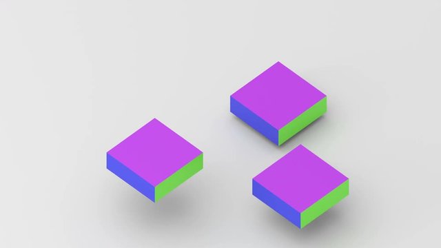 Abstract 3d render, modern animation wih cube, geometric background, motion design, 4k seamless looped video