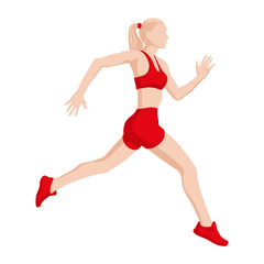 Women Running Marathons. Sportswoman Vector illustration.