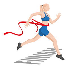Women Running Marathons. Finish. Stock Vector illustration.