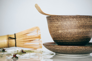 green tea matcha in a bowl on table
