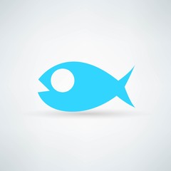 blue fish icon on white background