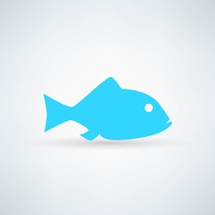 blue fish icon on white background