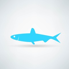 blue fish icon on white background