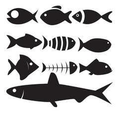 fish icon set isolated on white background