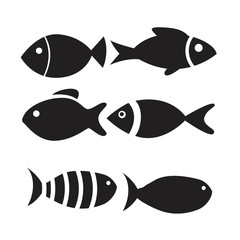 fish icon set isolated on white background