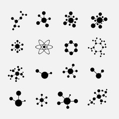 Molecule Icon set isolated on white background - obrazy, fototapety, plakaty