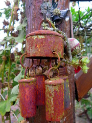 Rusty wind chimes  in the garden