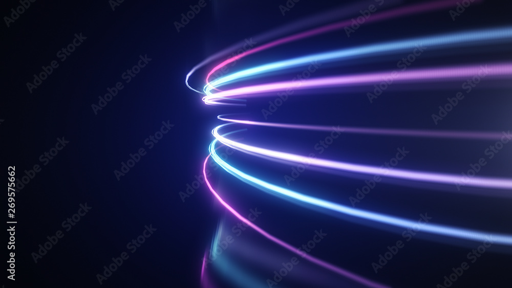 Wall mural abstract neon light streaks lines motion background