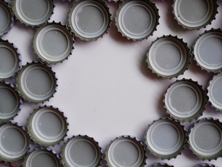 beer caps on white background