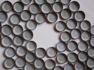 beer caps on white background