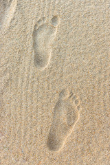 Clear human footprint on sand on beach