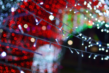 colorful light bulbs with blur bokeh background