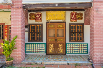 Traditional chinese shophouse architecture in George Town Malaysia