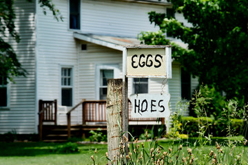 Home Made Signs at Amish House Advertise Goods