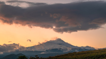 etna during sunset
