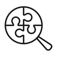 puzzle search - minimal line web icon. simple vector illustration. concept for infographic, website or app.