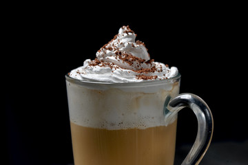 cup of coffee with cream on white background