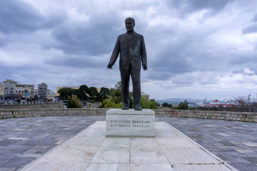 Heraklion, Crete Island / Greece - March 30, 2019: Statue of Eleftherios Venizelos in the center of Heraklion. Eminent greek leader of the Greek national liberation movement of the early 20th century