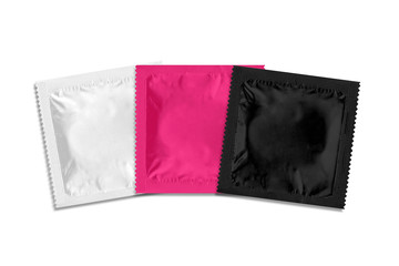 Colorful condom on white