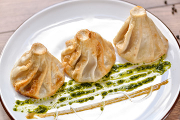 national Georgian dish khinkali fried