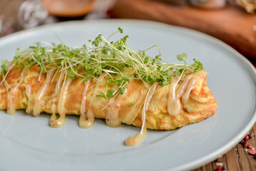 omelet roll with microgreen